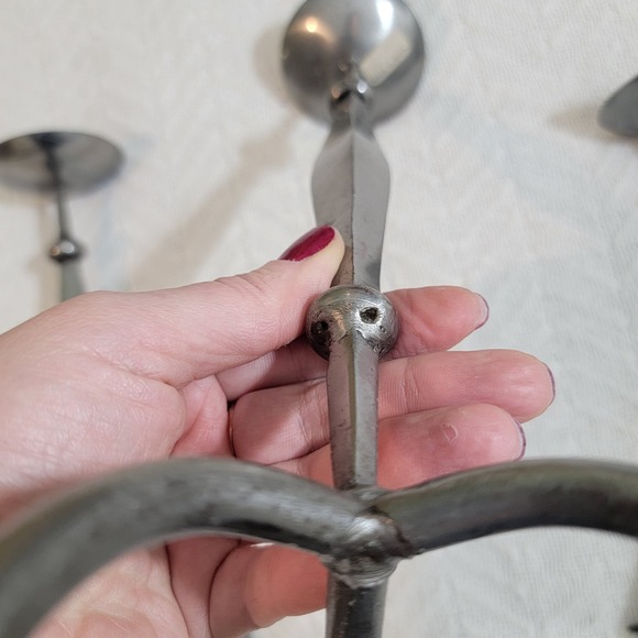 Set of‎ 3 Brutalist Handmade Metal Candlesticks MCM Midcentury Modern Rustic - Picture 9 of 13